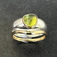 Peridot’s Prayer: Handcrafted Stacker Ring Set with 9ct Gold and Peridot