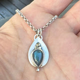 The Blue Horizon: handcrafted 9ct gold, sterling silver & blue labradorite necklace