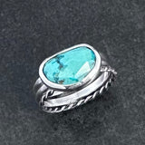 The Mountain Mist Ring: handcrafted Tibetan Turquoise & Sterling Silver Stacking Statement Rings