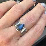 The Azure Dream: handcrafted sterling silver & blue labradorite statement ring