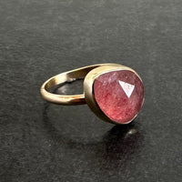 Handcrafted Solid 9ct Gold & Stawberry Quartz Statement Ring