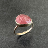 Handcrafted Solid 9ct Gold & Stawberry Quartz Statement Ring