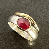 Radiant Rose: Handcrafted Stacker Ring Set with 9ct Gold and Rhodolite Garnet