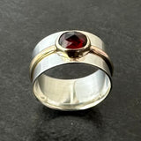 The Crimson Crown: A Unique Handcrafted Sterling Silver & 9ct Gold Bandeau Ring