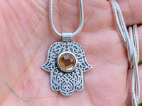 Etched Hamsa Necklace | Hamsa Hand Pendant | Nimala Designs