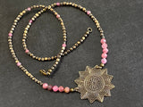 Etched Mandala Necklace | Pink Tourmaline Necklace | Nimala Designs