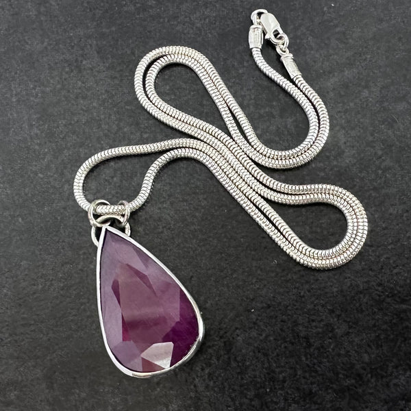 The Ruby Rose: handcrafted sterling silver and Ruby pendant