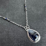 The Starry Night: handcrafted blue sapphire pendant with beaded sterling silver chain