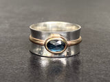 Mystical Moss Kyanite Sterling Silver & 9ct Gold Bandeau Ring