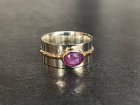 Handcrafted Sterling Silver & 9ct Gold Ring with Pink Sapphire
