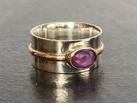 Handcrafted Sterling Silver & 9ct Gold Ring with Pink Sapphire