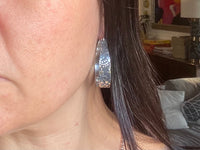 Sterling Silver Hoop Earrings | Etched Silver Hoops | Nimala Designs