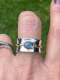 Mystical Moss Kyanite Sterling Silver & 9ct Gold Bandeau Ring