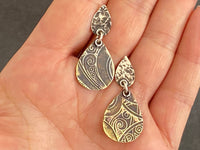 Handmade Sterling Silver & Brass Textured Dangle Earrings