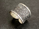 Etched Silver Ring | Adjustable Silver Ring | Nimala Designs