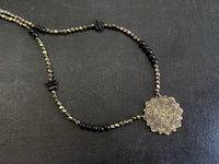 Handcrafted Etched Brass Mandala with Onyx & Tourmaline