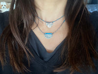 Etched Sterling Silver with Apatite Beaded Necklace