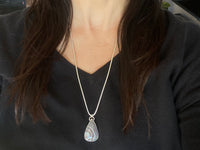 Handcrafted Pink Botswana Agate Pendant with Sterling Silver Snake Chain