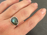 Handcrafted Sterling Silver & Blue Labradorite Statement Ring