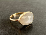 The Lunar Mist: Handcrafted Solid 9ct Gold & Grey Moonstone Statement Ring
