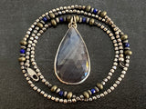 Sapphire Pendant with Sterling Silver, Pyrite & Lapis Lazuli