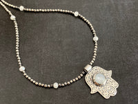 Hamsa Hand Necklace | Moonstone Hamsa Necklace | Nimala Designs