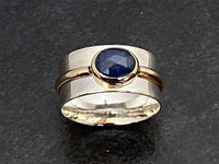 The Sapphire Splendor: A Unique Handcrafted Sterling Silver & 9ct Gold Bandeau Ring