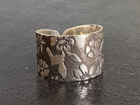Handmade Etched Ring | Etched Ring with Flowers | Nimala Designs