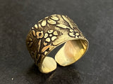 Etched Brass Ring | Adjustable Brass Ring | Nimala Designs