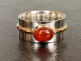 Handcrafted Sterling Silver & 9ct Gold Ring with Carnelian