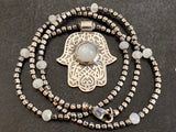 Hamsa Hand Necklace | Moonstone Hamsa Necklace | Nimala Designs