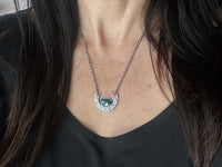 The Peaceful Dreamer: handcrafted 9ct gold & sterling silver necklace with Moss Kyanite