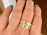 Peridot's Promise: A Handcrafted 9ct Gold & Sterling Silver Bandeau Ring